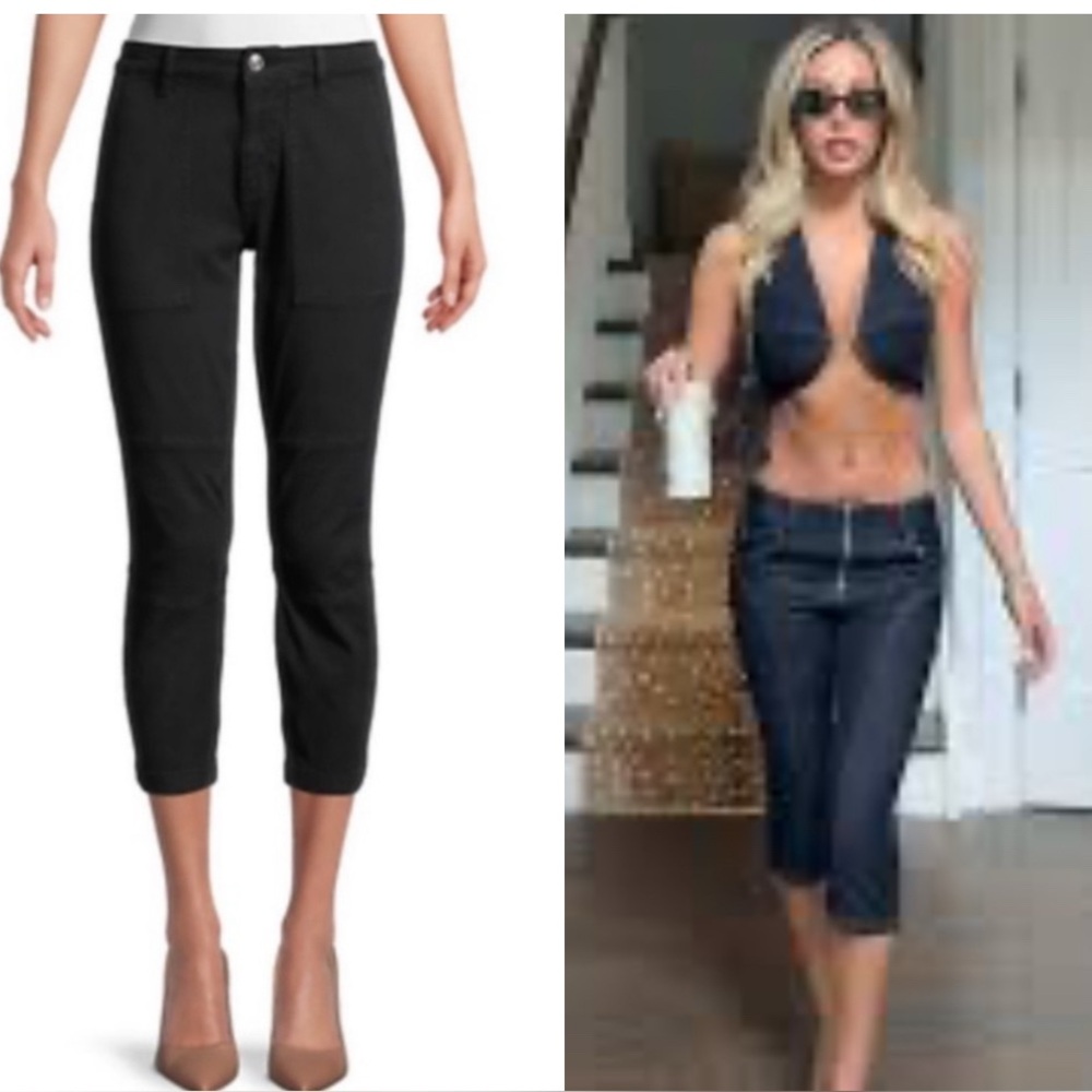 CURRENT/ELLIOT Capri Pants Cropped Utility Ankle Tie Black Size 26